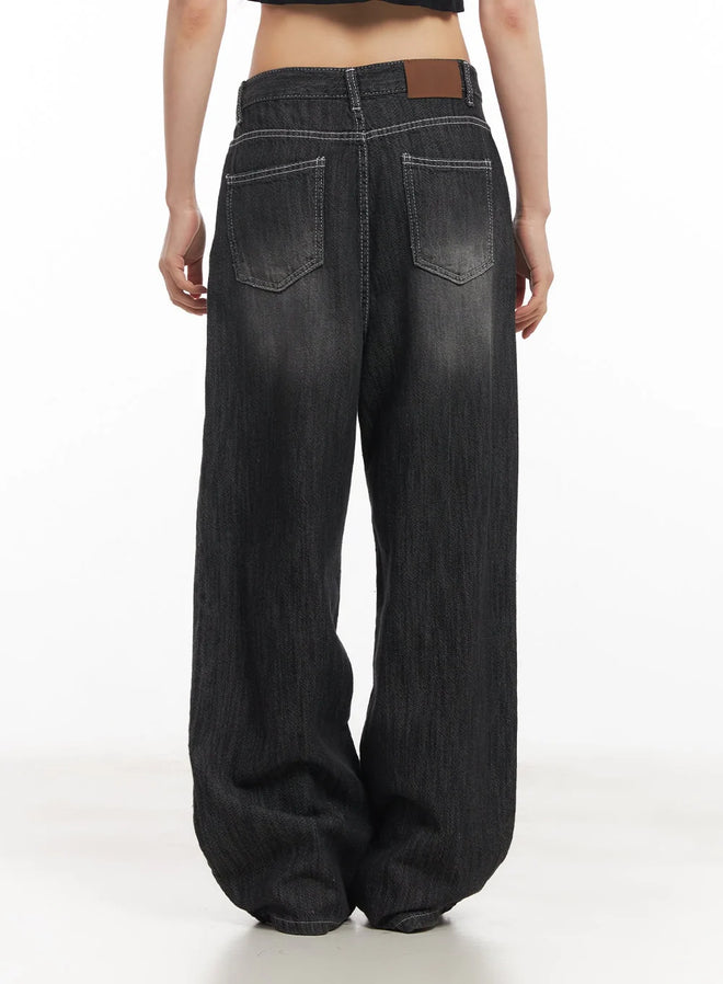 Norzay high waisted Wide Leg Jeans - Charcoal