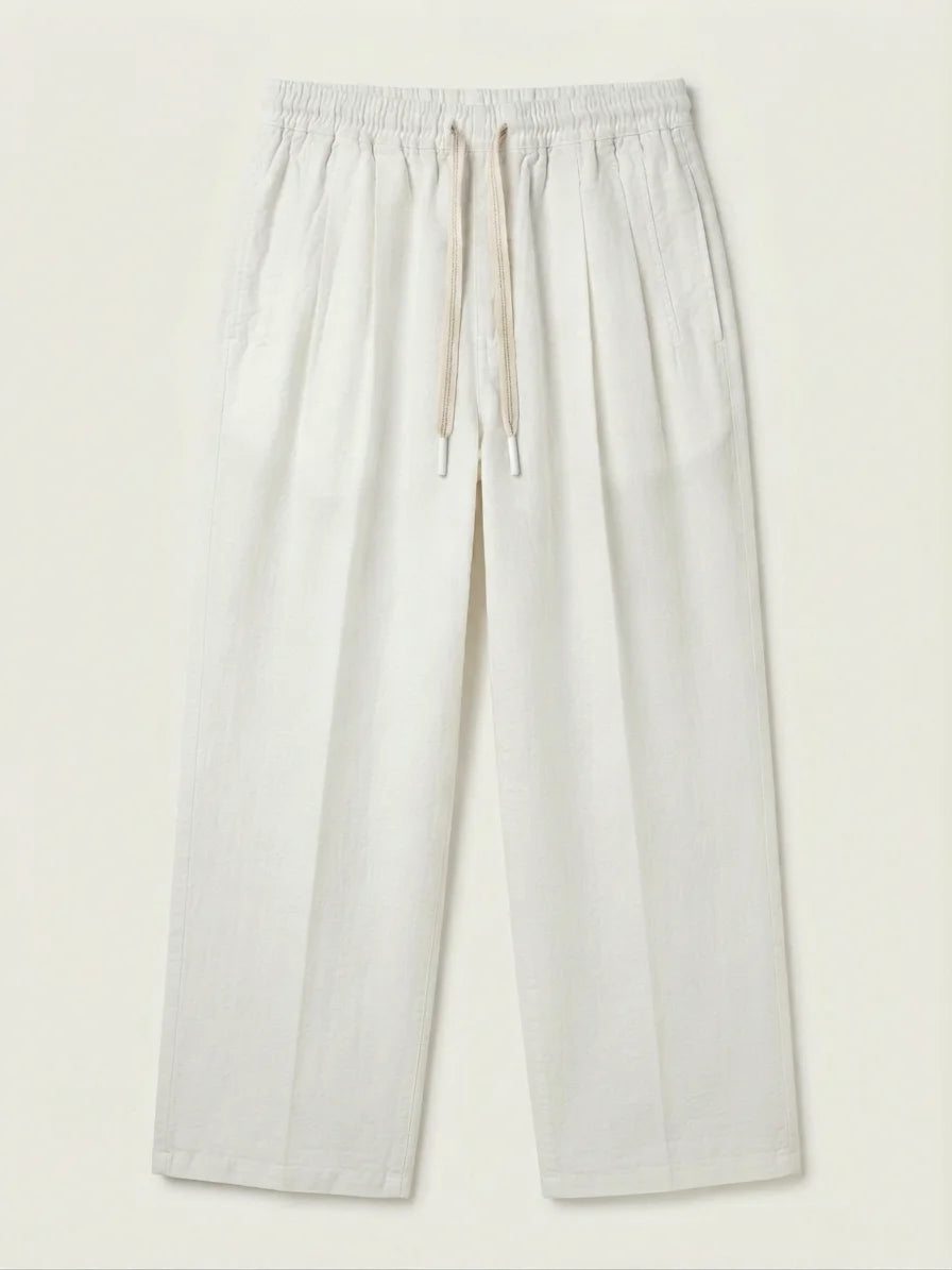 Norzay wide leg Peleated Trouser - White