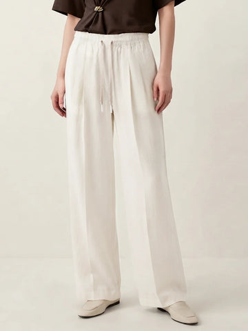 Norzay wide leg Peleated Trouser - White