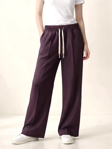 Norzay Wide Leg Pleated Trouser – Maroon