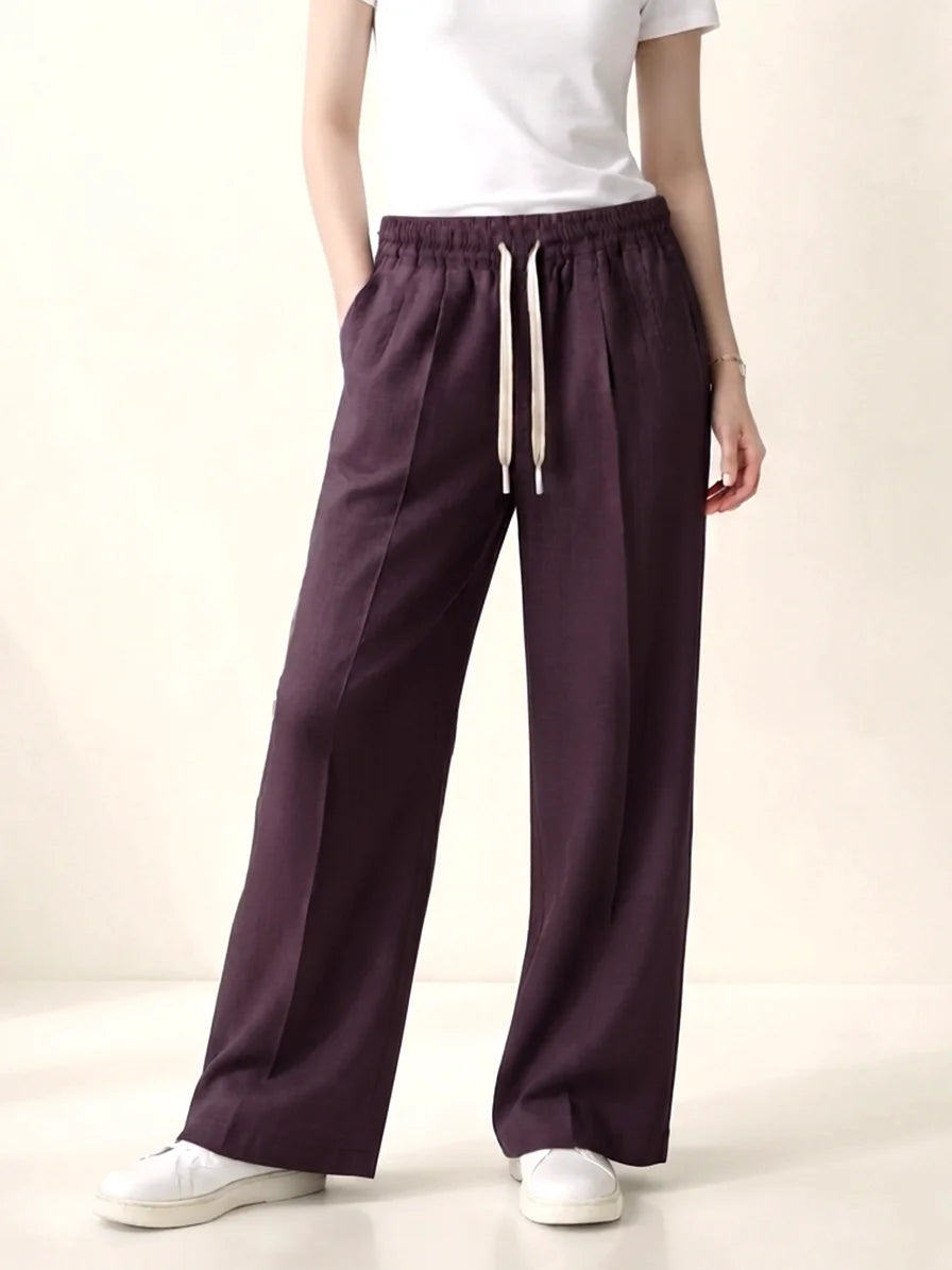 Norzay Wide Leg Pleated Trouser – Maroon