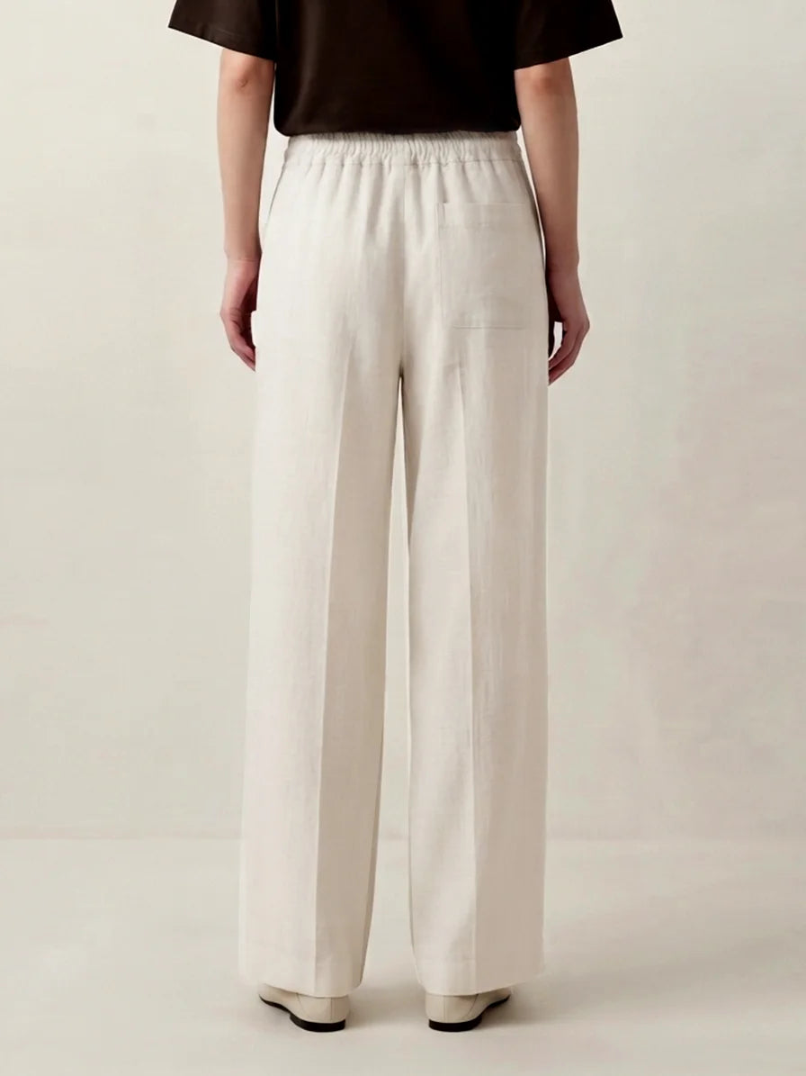 Norzay wide leg Peleated Trouser - White