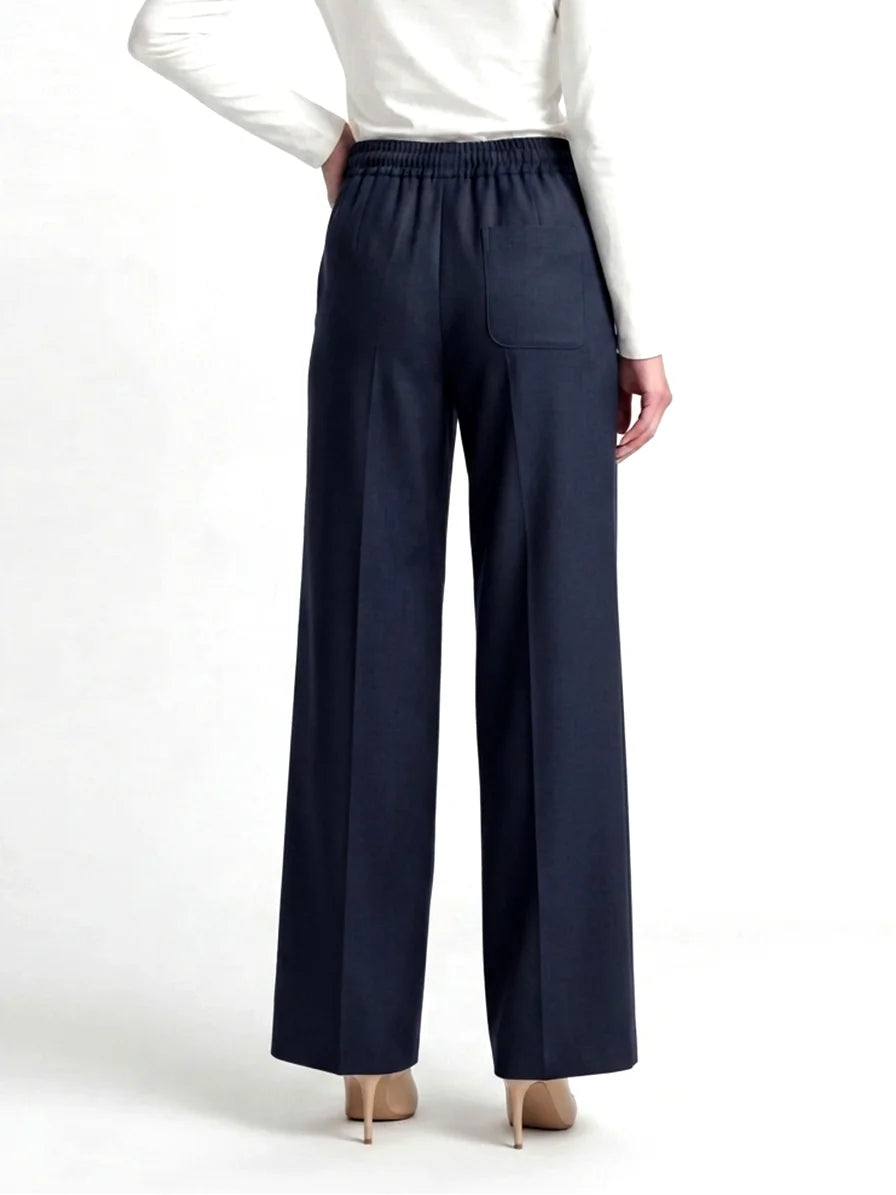 Norzay Wide Leg Pleated Trouser – Navy Blue