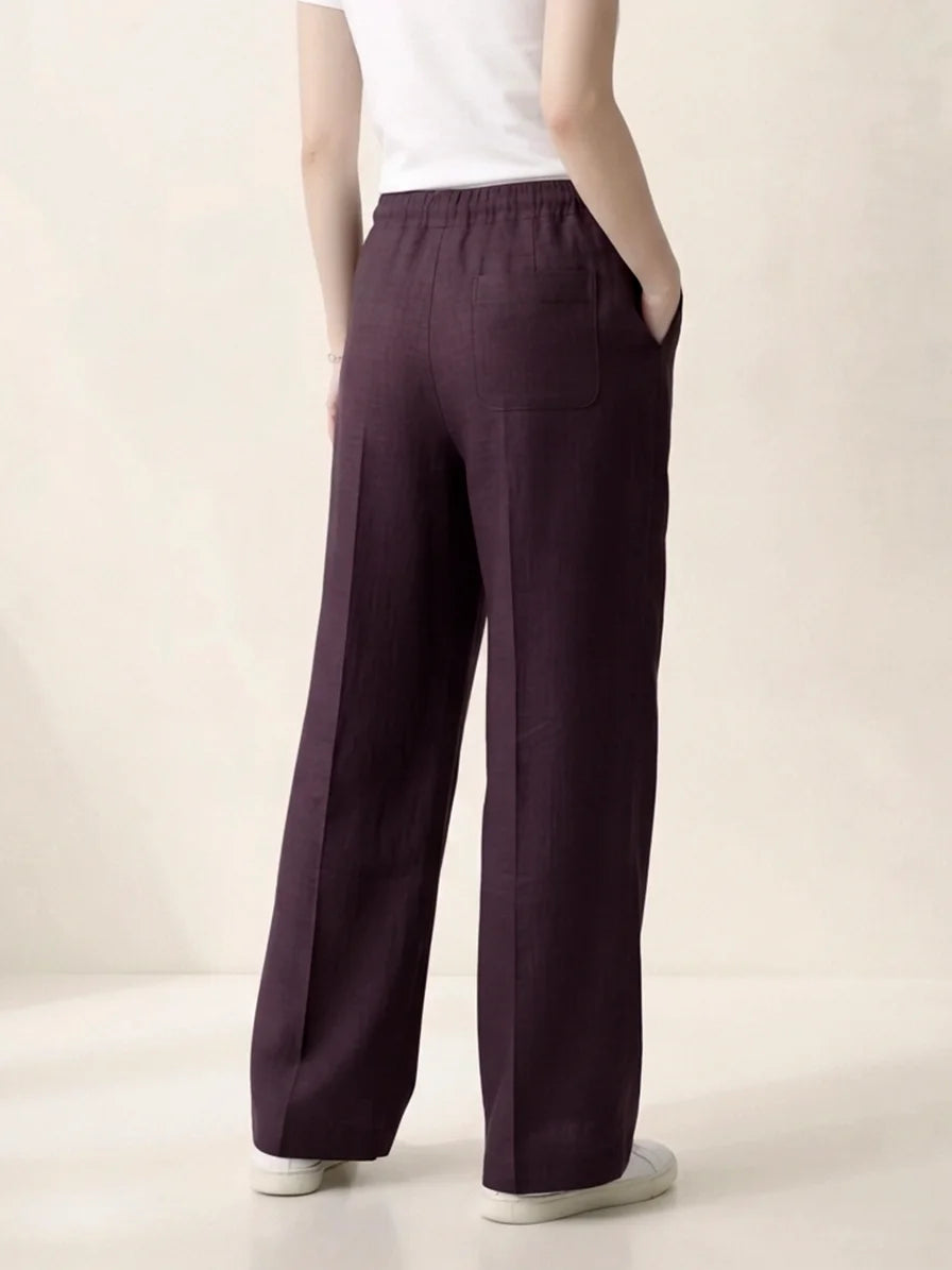 Norzay Wide Leg Pleated Trouser – Maroon