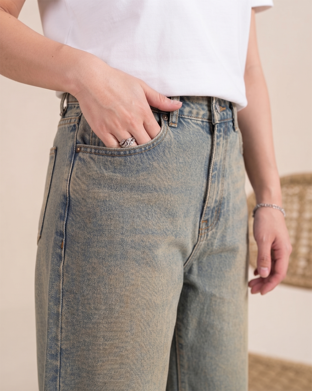 Norzay Wide leg Jeans - Sand Blue
