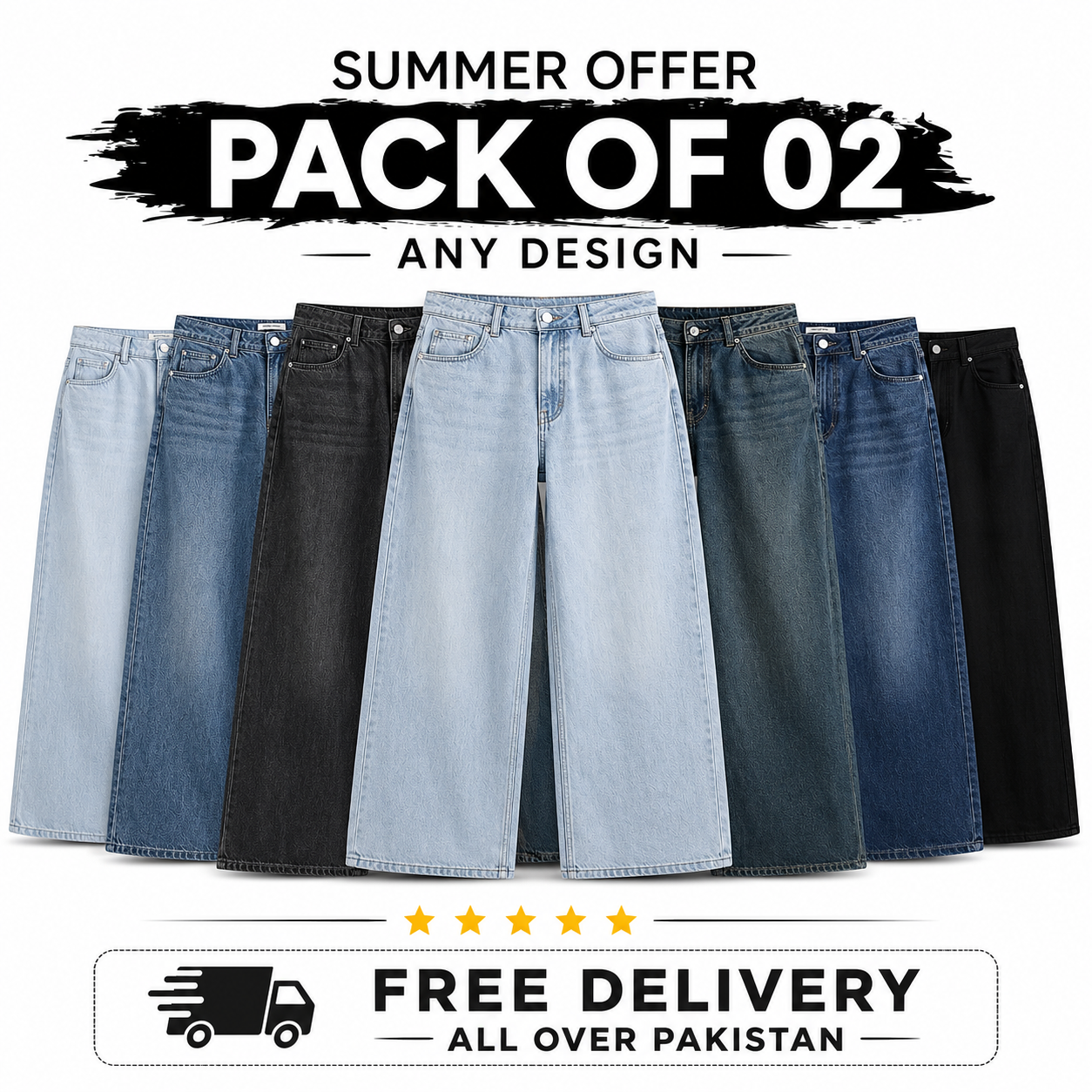 Pack of 2 wide leg jeans - wide leg cargo