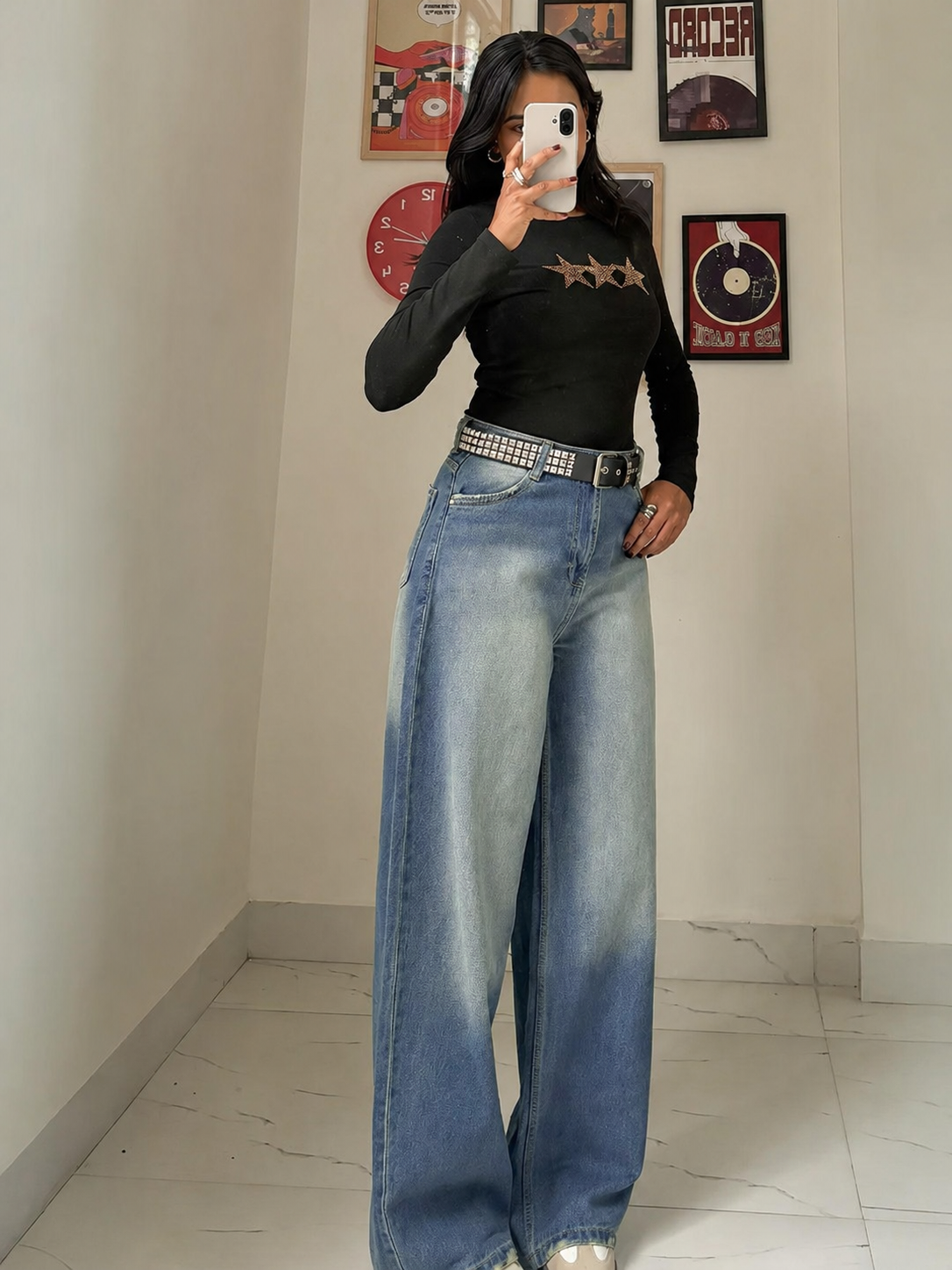 Norzay Airy Blue Washed Wide Leg Jeans