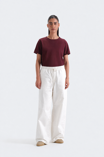 Norzay wide leg Pleated Trouser - White
