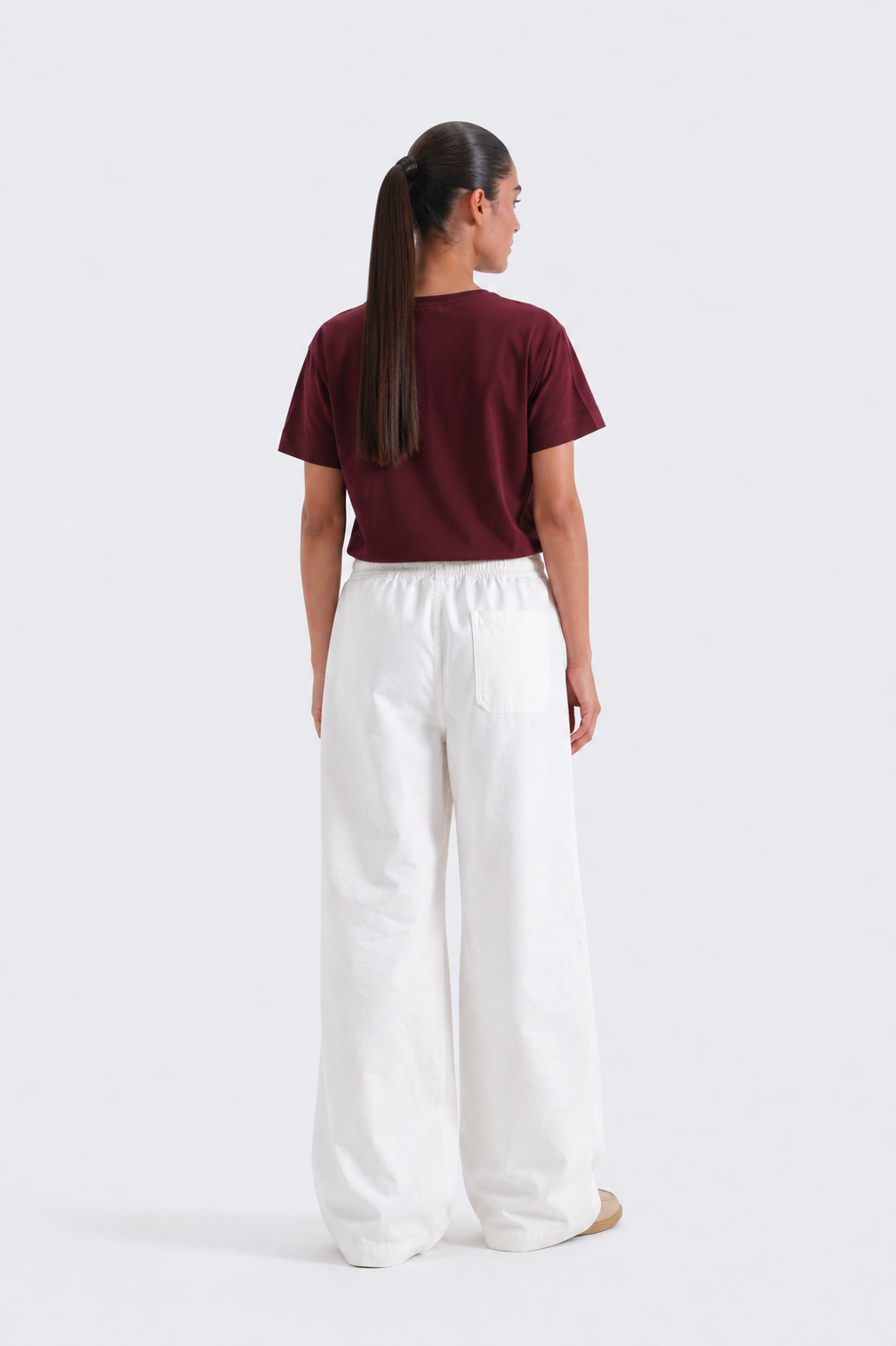Norzay wide leg Pleated Trouser - White