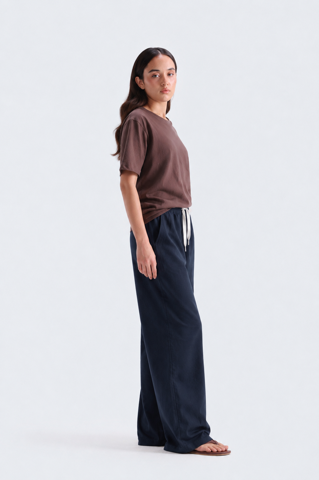 Norzay Wide Leg Pleated Trouser – Navy Blue