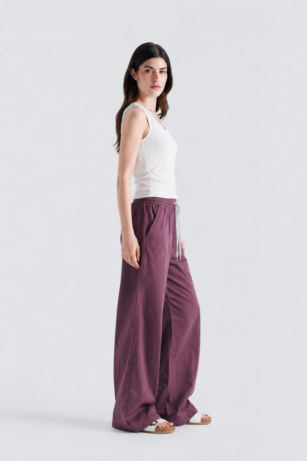 Norzay Wide Leg Pleated Trouser – Maroon
