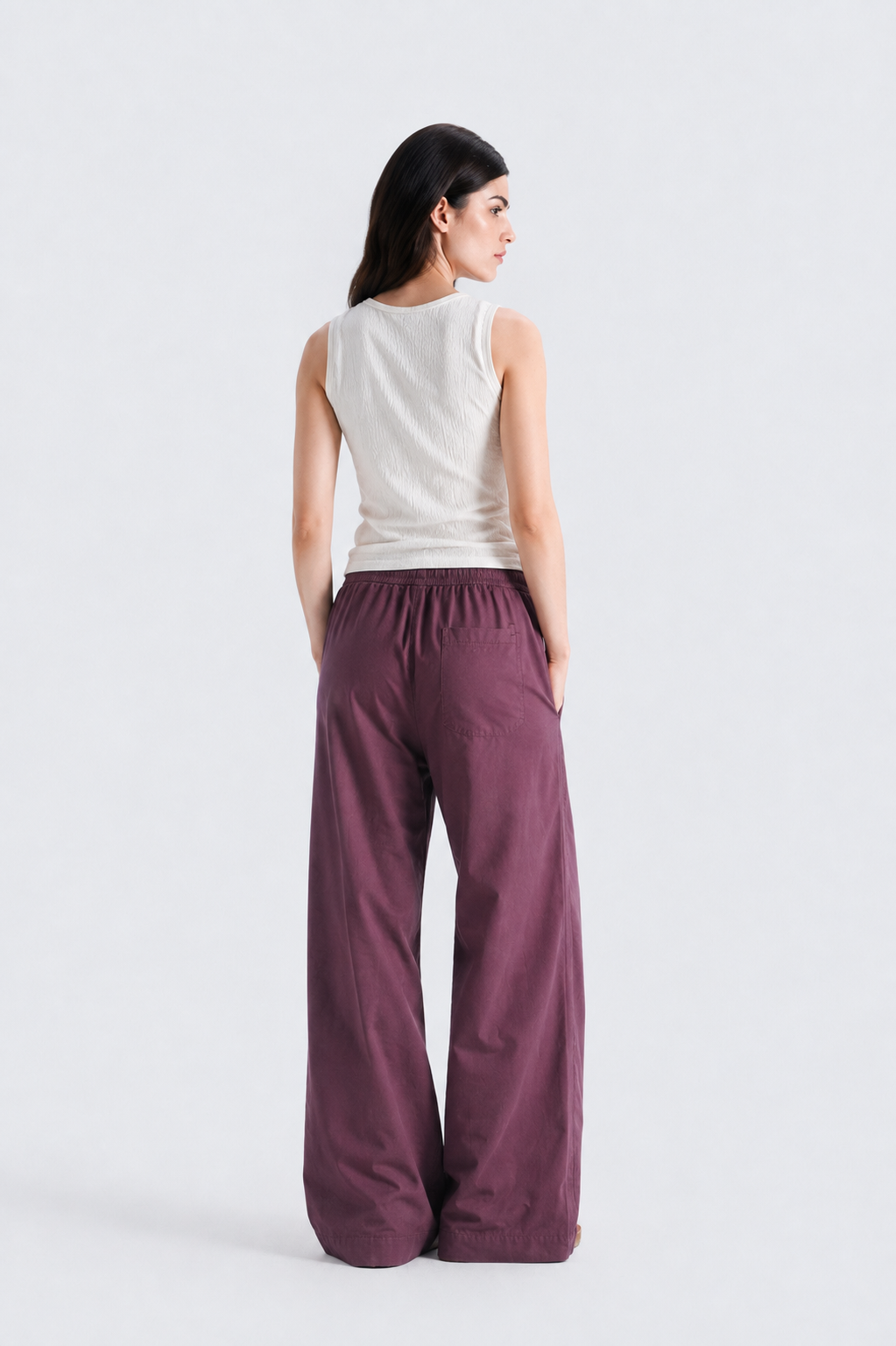 Norzay Wide Leg Pleated Trouser – Maroon