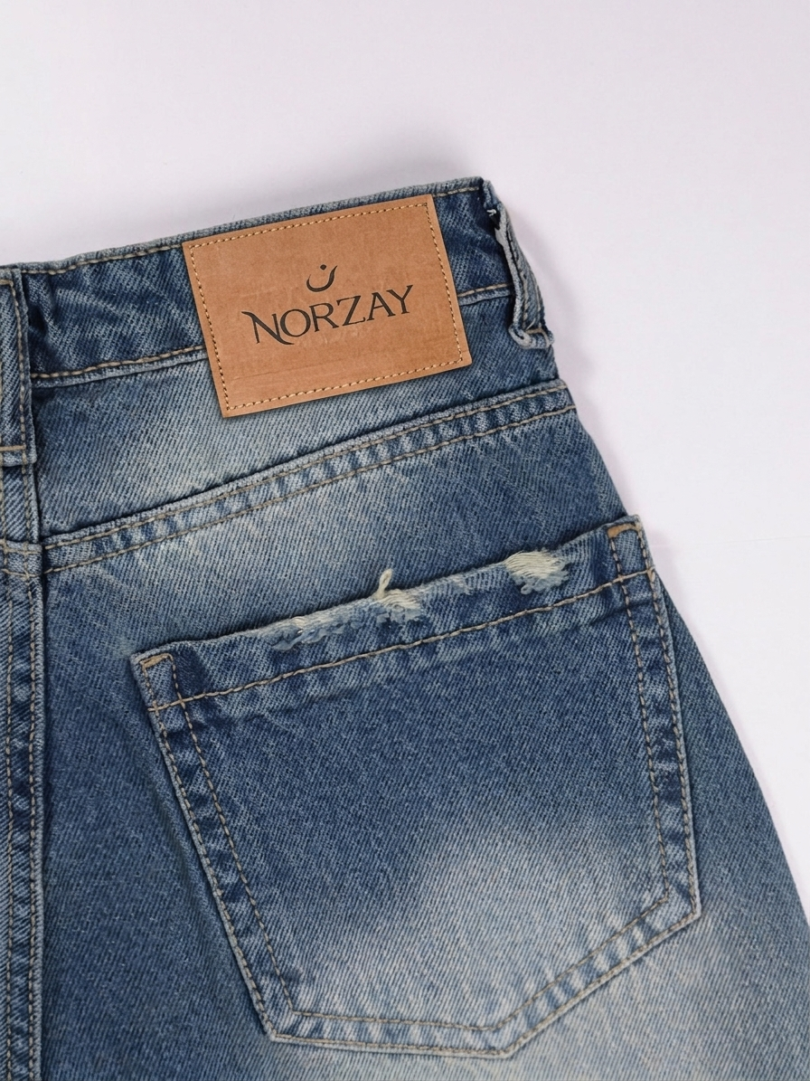 Norzay Airy Blue Washed Wide Leg Jeans