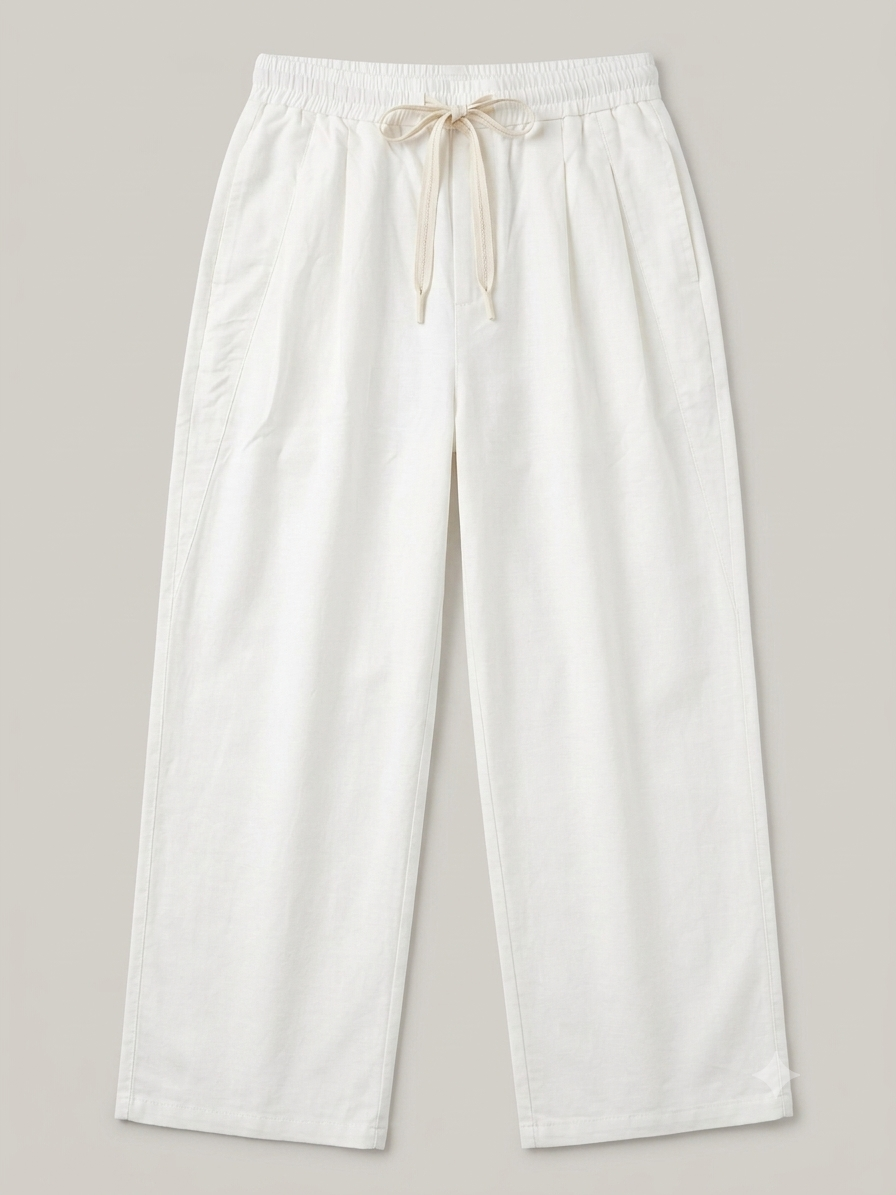 Norzay wide leg Pleated Trouser - White