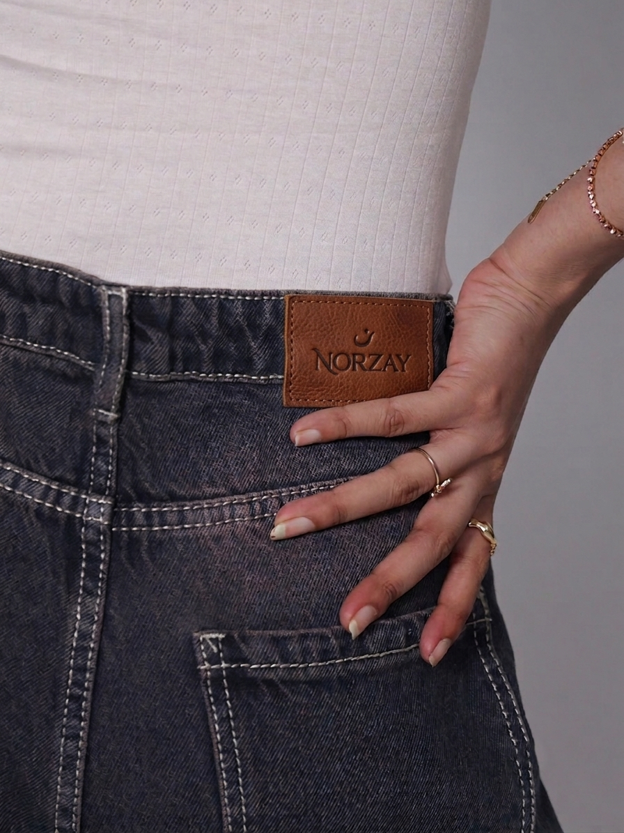 Norzay Burnt Blue Washed Wide Leg Jeans